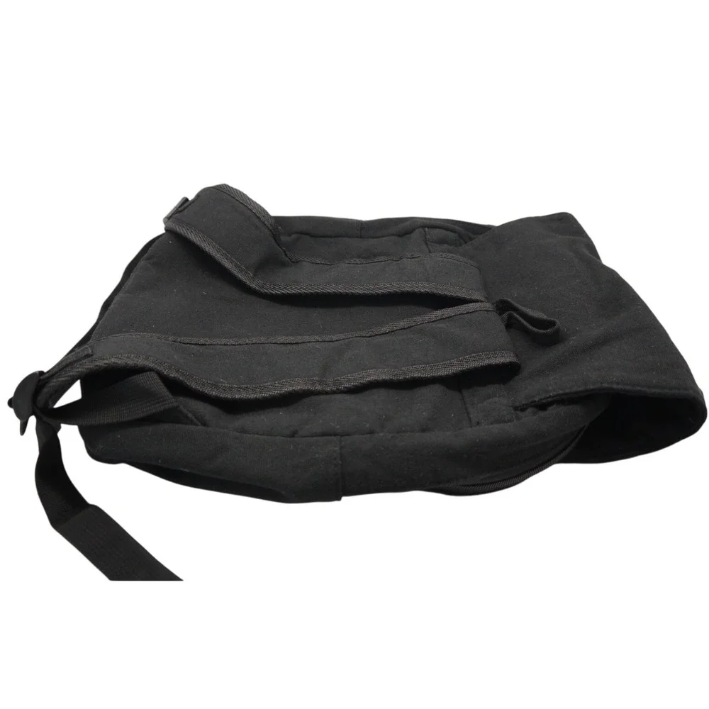 2️⃣ Cute Cat Embroidery Backpack Black Canvas School Bag by Demonchest